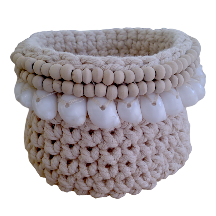 Macrame Mini Basket 10cm  Nat