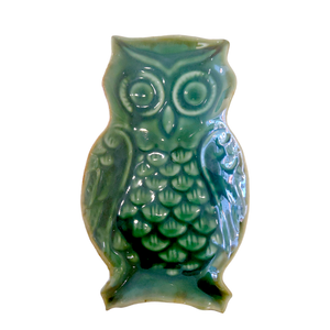 Ceramic Owl Dish Green