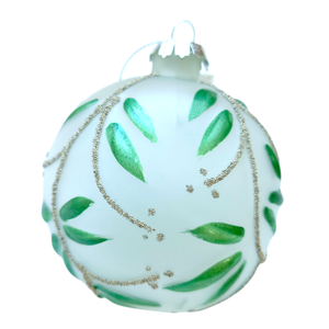 Bauble 8cm Whi Grn