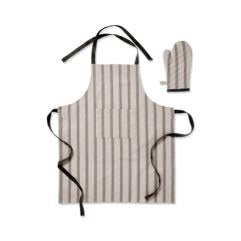 Macedon Charcoal Stripe Apron + Glove Set