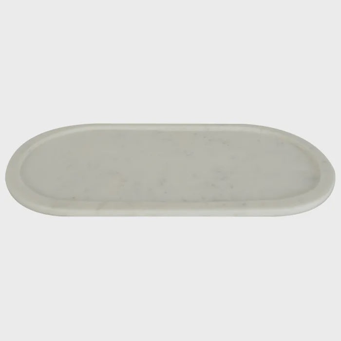 Marble Rounded Tray White Large