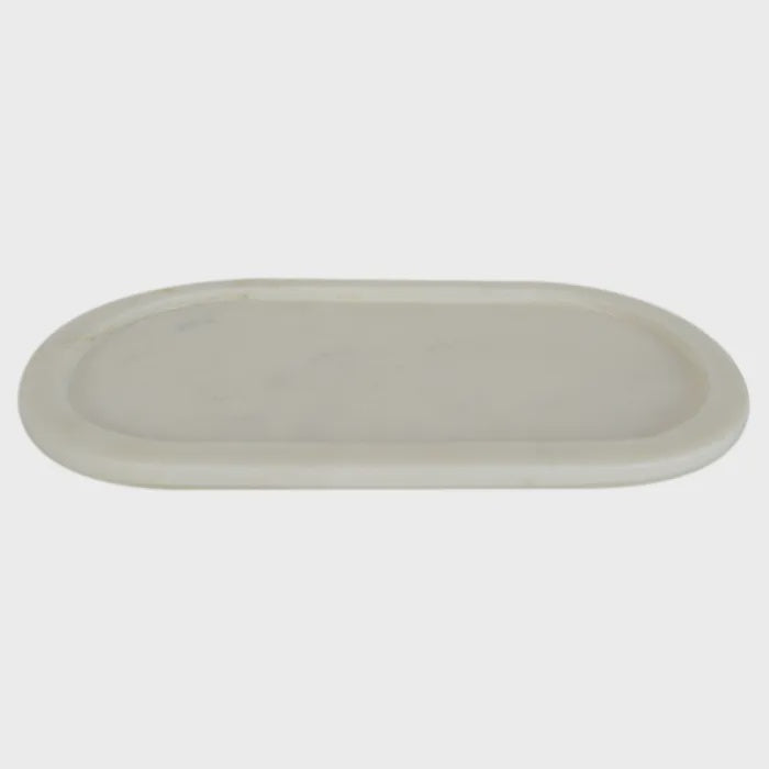 Marble Rounded Tray White Small