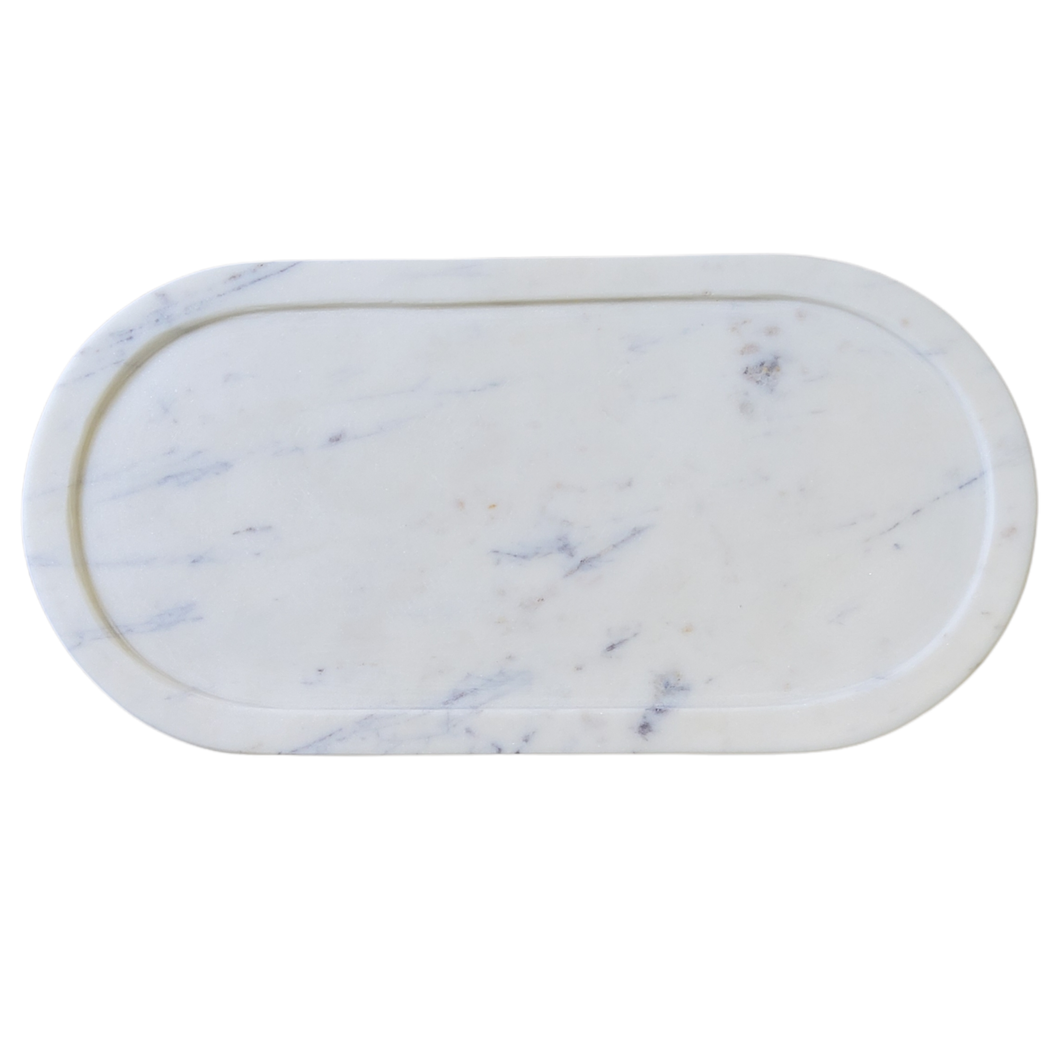 Marble Rounded Tray White