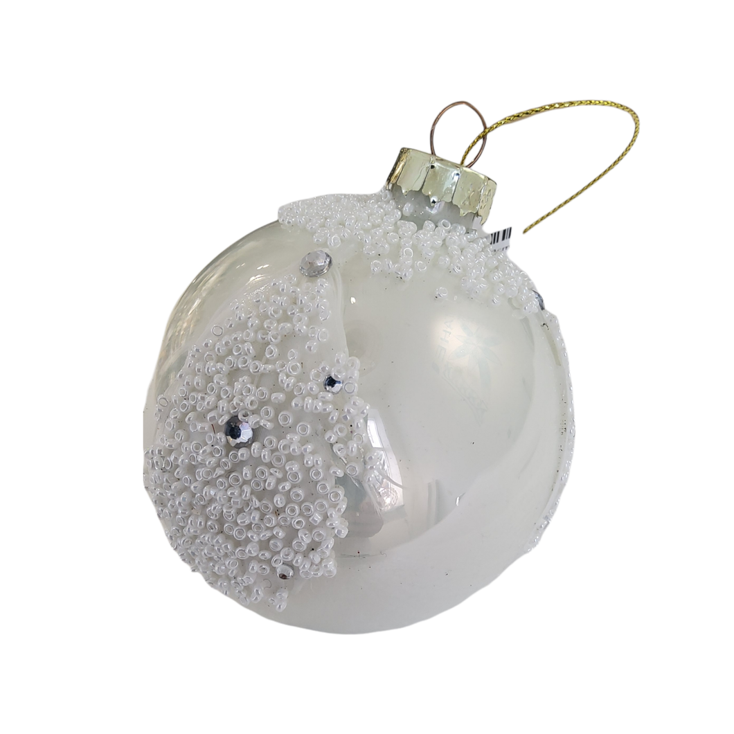 Glass Bauble 8cm Pearl 3assor