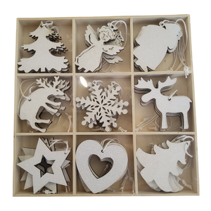 Boxed Wood Dec White 36pc
