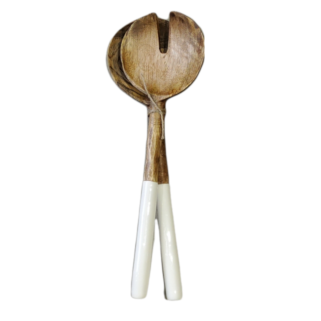Serengeti Salad Servers White