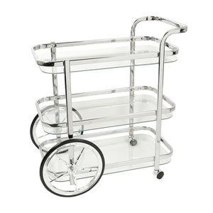 Rect Glass Chrome Bar Cart