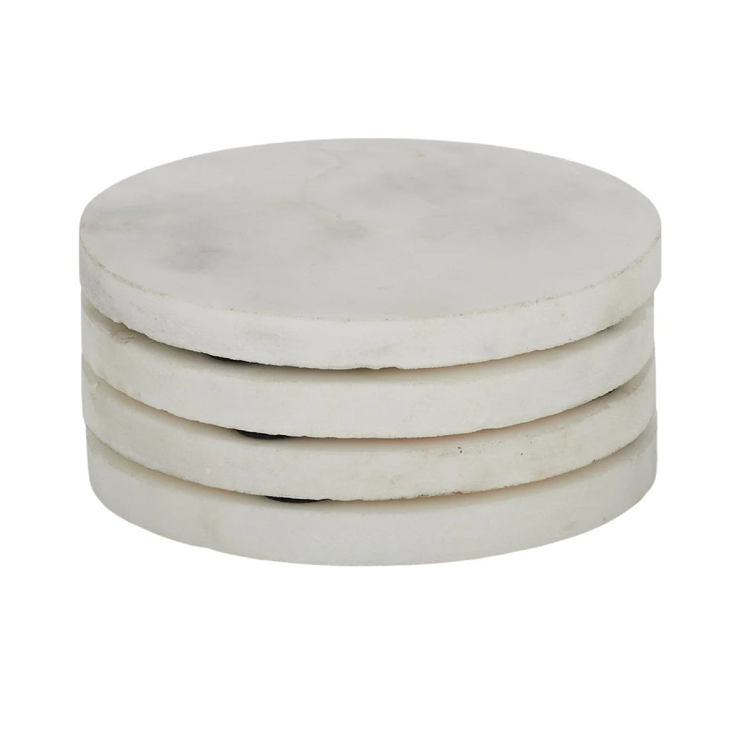 Marble Coaster Round Pk4 White