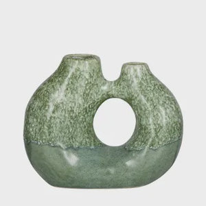 Torus Ceramic Vase 17.5cm Green