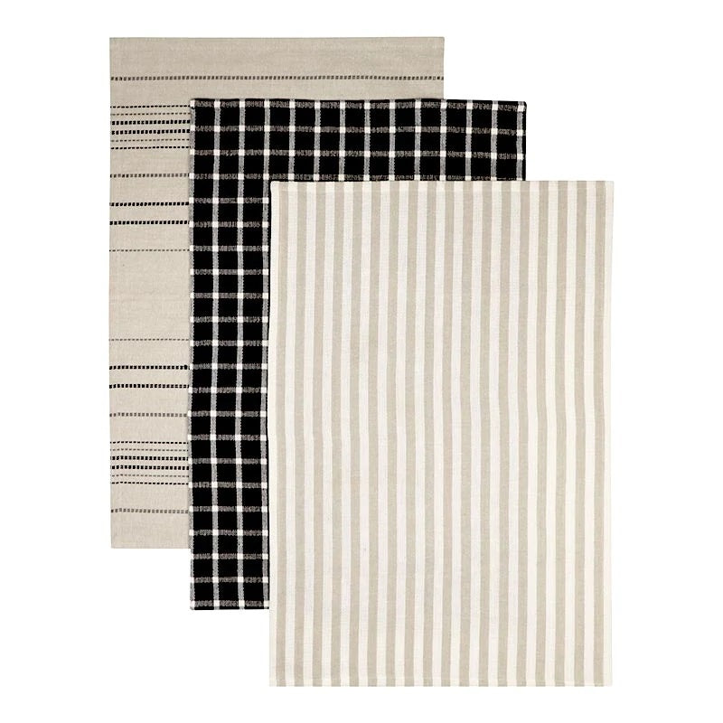 Woven Charcoal Teatowel 3pk 21S075