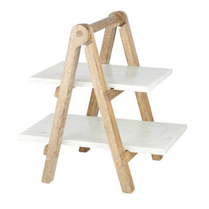 Marble 2 Tier Serve Stand