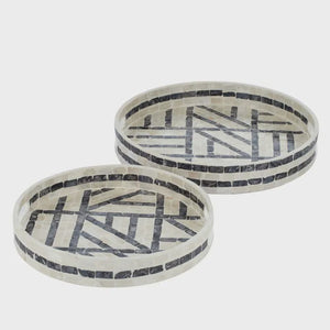 Capiz Inlay Tray Grey/Cream